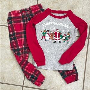 Christmas Crew Kids Pajamas - Red and Grey